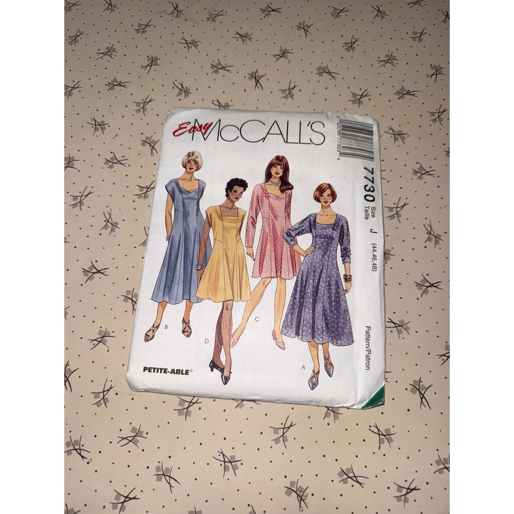 Vintage‎ 1995 Easy McCalls 7730 Sewing Pattern Women Dress Size J 44 46 48 Uncut
